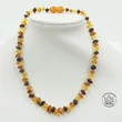Kép 2/2 - Borostyán háromszínű gömbölyített bébilánc