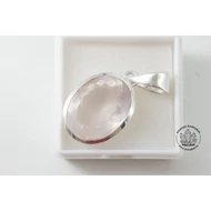 Rózsakvarc fazettált drágakő ezüst medál 38700