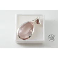 Rózsakvarc nagy fazettált drágakő ezüst medál 53900