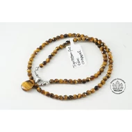 Tigrisszem fazettált 4-es lánc csepp medállal