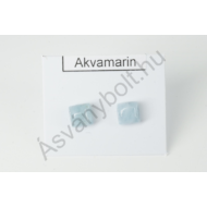 Akvamarin 6x6-os négyzet nemesacél beszúrós füli