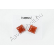 Karneol 8x8-as négyzet nemesacélos füli