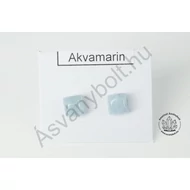 Akvamarin 6x6-os négyzet nemesacél beszúrós füli