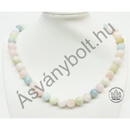 Akvamarin morganit 10 mm-es golyós lánc