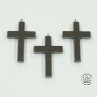 Hematit kereszt medál fúrott csappal