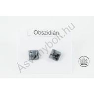 Hópehely obszidián 6x6-os négyzet nemesacélos füli
