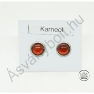 Karneol 6-os félgömb beszúrós füli nemesacélban