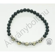 Ónix matt 6-os karkötő dalmatával, hematittal