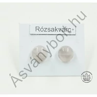 Rózsakvarc 8-as félgömb nemesacélos füli