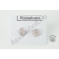 Rózsakvarc kis kocka füli nemesacélon