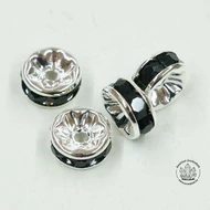 Strasszgyűrű 8 mm fekete 10 db
