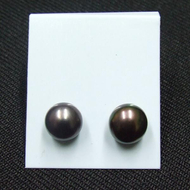 Tenyésztett 8 mm-es szürke gyöngy fülbevaló ezüsttel