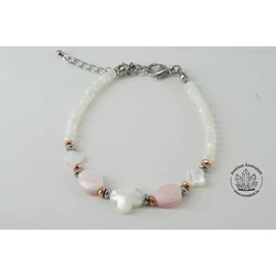 Gyöngyház kapcsos karkötő fazettált rózsaszín ovállal