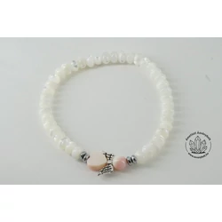 Gyöngyház korong karkötő rózsaszín kagylóhéj angyalkával