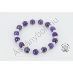 Ametiszt 8-as karkötő rózsakvarc kockákkal