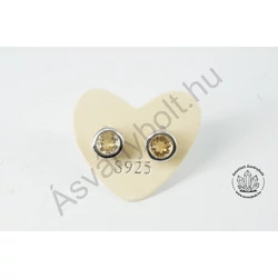 Citrin 5 mm fazettált köves button ezüst füli
