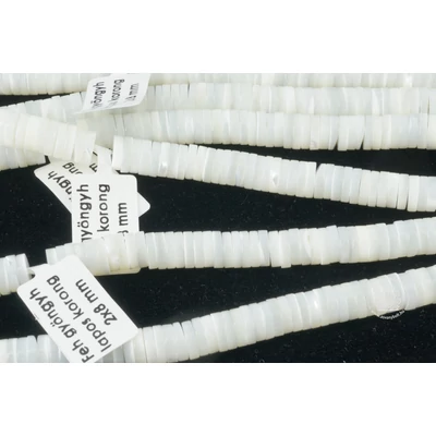 Fehér gyöngyház lapos korong 2x8 mm