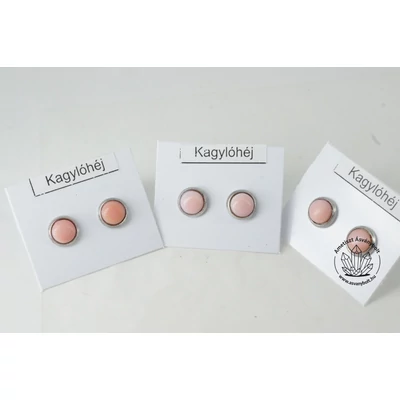 Kagylóhéj rózsaszín 6 mm-es  füli nemesacélban
