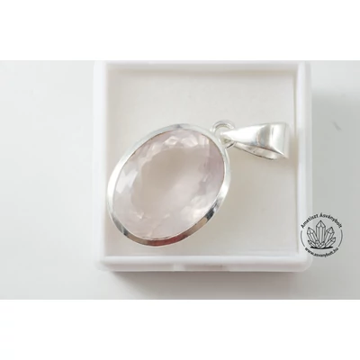 Rózsakvarc fazettált drágakő ezüst medál 38700