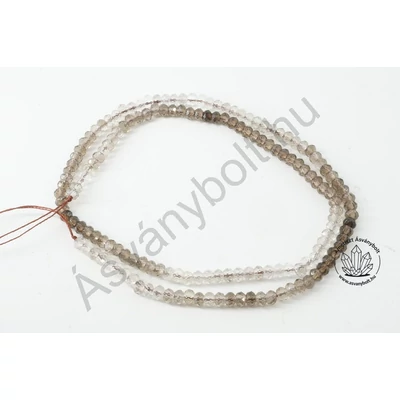 Füstkvarc szakaszos 3x4 mm fazettált tárcsa szál