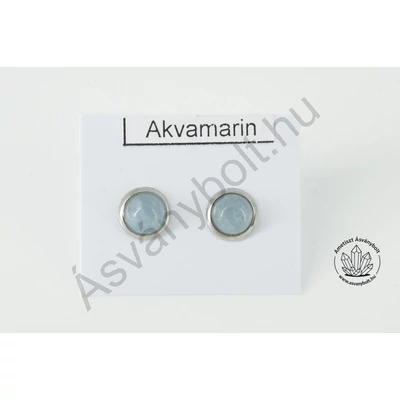Akvamarin 6-os félgömb nemesacélban füli