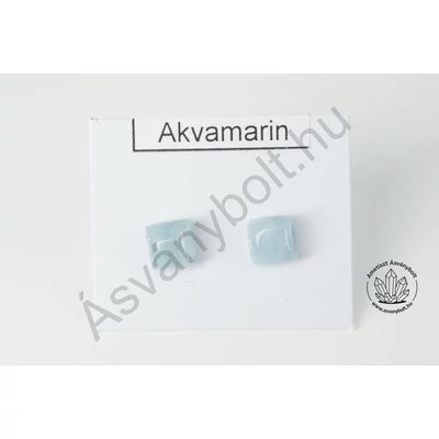 Akvamarin 6x6-os négyzet nemesacél beszúrós füli