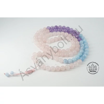 Akvamarin ametiszt rózsakvarc 8-as golyós mala