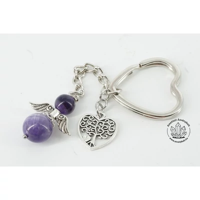 Ametiszt golyós angyal kulcstartóval