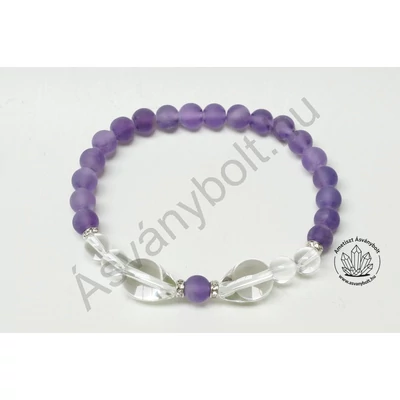 Ametiszt matt 6-os karkötő hegyikristály cseppekkel