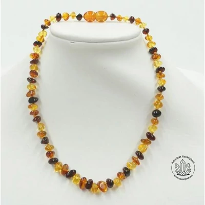 Borostyán háromszínű gömbölyített bébilánc