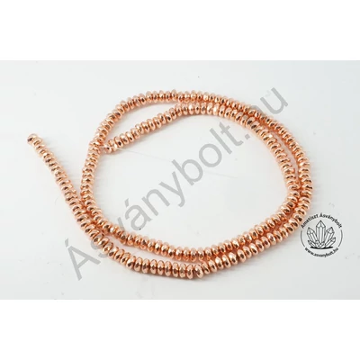 Hematit rózsaarany 4x2 mm fazettált tárcsa szál