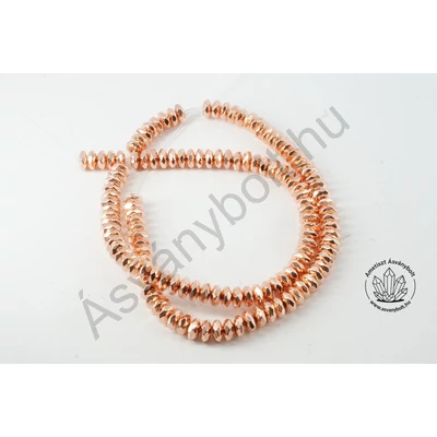 Hematit rózsaarany 6x3 mm fazettált tárcsa szál
