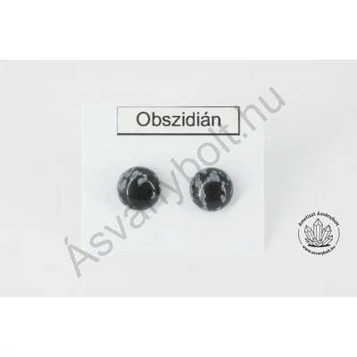 Hópehely obszidián 8-as félgömb beszúrós nemesacélos füli