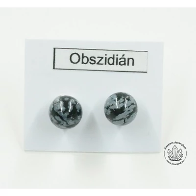 Hópehely obszidián 8-as golyós nemesacélos füli