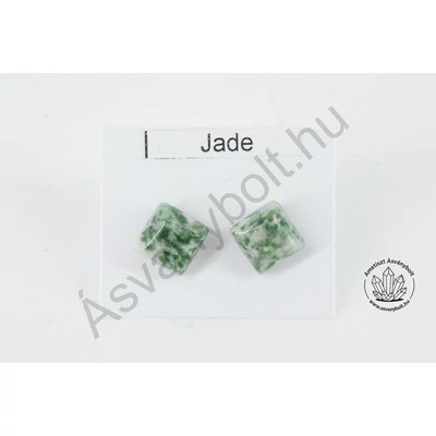 Jade zöld pettyes 8x8-as négyzet nemesacélos füli