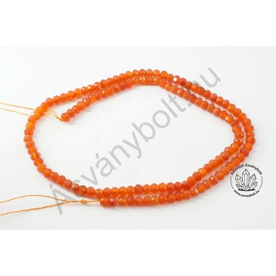 Karneol 3x4 mm fazettált tárcsa szál