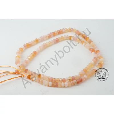 Karneol achát pink 3x4 mm fazettált tárcsa szál