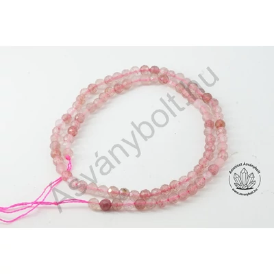 Kvarc hematitos 4 mm-es fazettált golyós szál