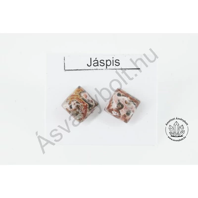Leopárd jáspis 8x8-as négyzet nemesacélos füli