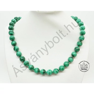 Malachit 10 mm-es golyós csomózott lánc Malachit 10 mm-es golyós csomózott lánc