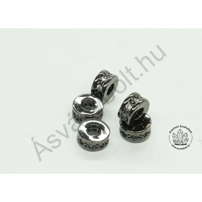 Mikrostrassz fekete gyűrű 3x6 mm