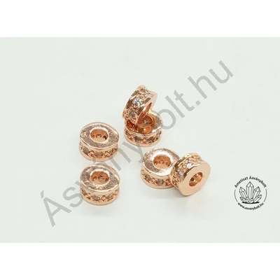 Mikrostrassz rózsaarany gyűrű 3x6 mm