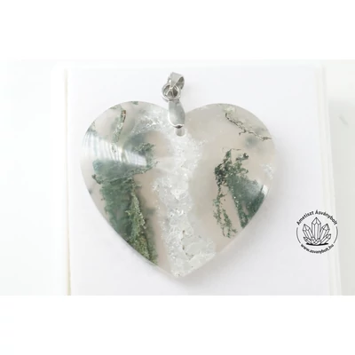 Mohaachát zöld indonéz szív medál 12360 Mohaachát zöld indonéz szív medál 12360