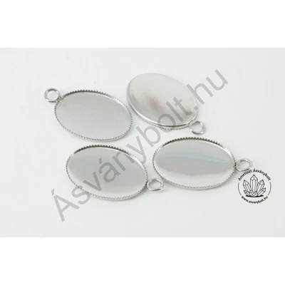 Nemesacél 13x18 mm ovális foglalat 10 db