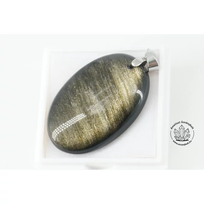 Obszidián arany ovális fúrt medál 5700