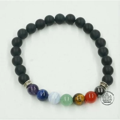 Ónix matt csakra karkötő 8 mm-es golyókból