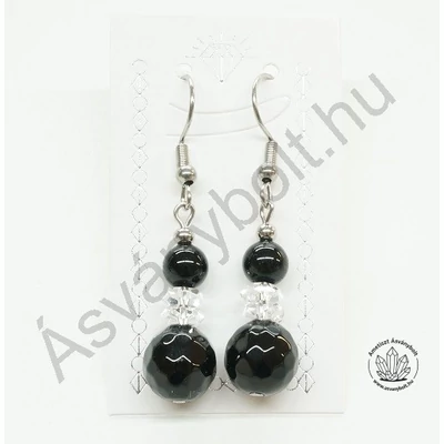 Ónix nemesacélos füli hegyikristály tárcsákkal