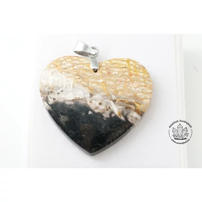 Pálma gyökér fosszilia szív medál 12200 Pálma gyökér fosszilia szív medál 12200