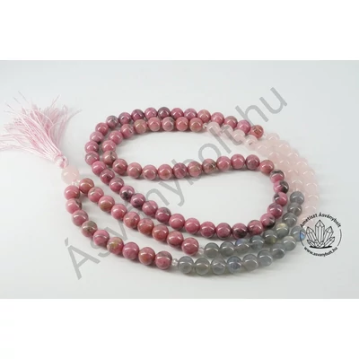 Rodonit rózsakvarc labradorit 8-as golyós mala Rodonit rózsakvarc labradorit 8-as golyós mala