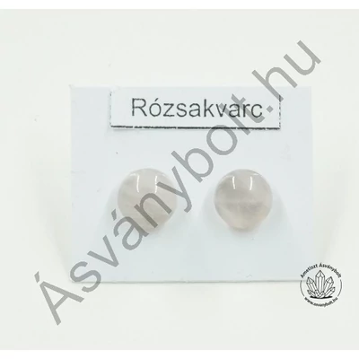 Rózsakvarc 8-as félgömb nemesacélos füli